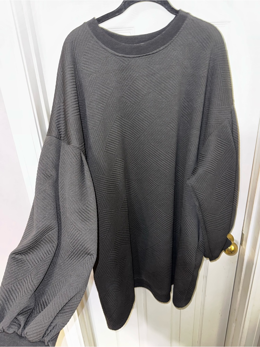 Textured Black Oversized Sweater dress